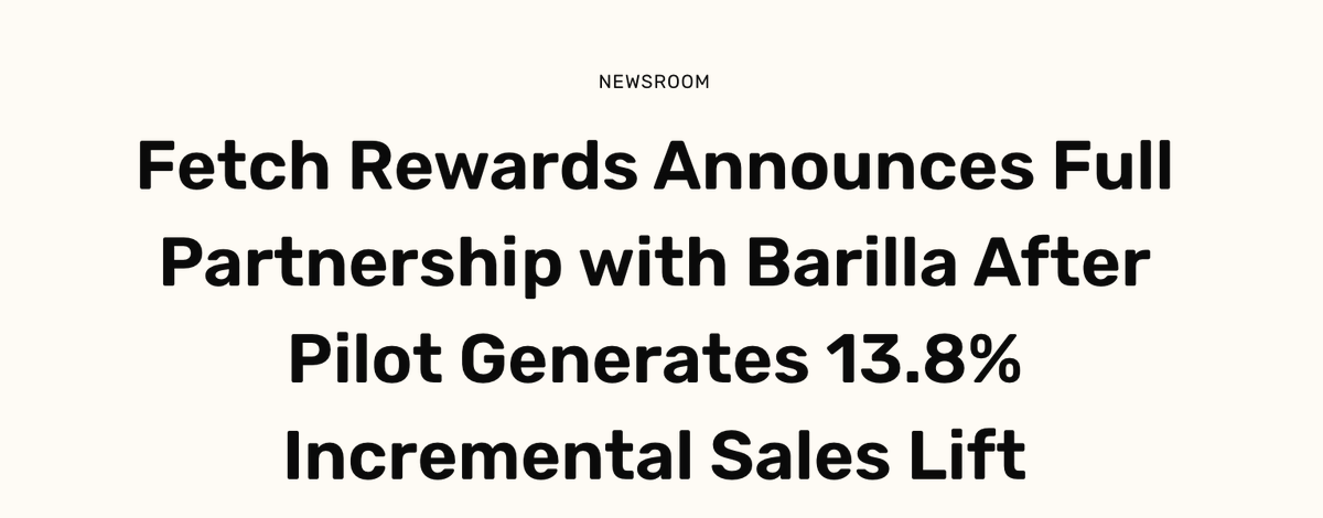 Thrilled to welcome <a href="/barillagroup/">Barilla Group</a> to the <a href="/FetchRewards/">Fetch</a> family, broadening the horizon &amp; delivering more ways for shoppers to earn more rewards by purchasing from brands they love and trust. What a great way to start the week! #FetchRewards #cpg #barilla