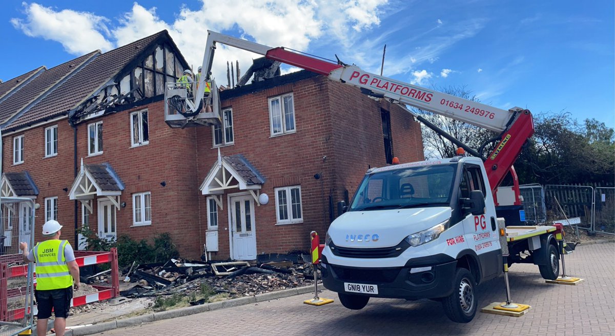 Customer contacted us at 9am requiring a machine to assist them in making a building safe after a recent house fire, we were able to be on site with our 18m ascendant by 11 to get the job done. 

01634 249976  
info@pgplatforms.co.uk

#cherrypickerhire #workingatheight
