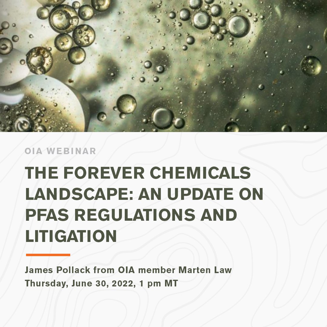 Outdoor Industry (@oia) on Twitter photo Don't miss our next webinar featuring James Pollack from OIA member <a href="/martenlaw/">Marten Law</a>. James will discuss the developing state and federal regulations of PFAS, as well as the growth of PFAS consumer products lawsuits over the last year. Register: bit.ly/3OOA9I2 Don't miss our next webinar featuring James Pollack from OIA member <a href="/martenlaw/">Marten Law</a>. James will discuss the developing state and federal regulations of PFAS, as well as the growth of PFAS consumer products lawsuits over the last year. Register: bit.ly/3OOA9I2