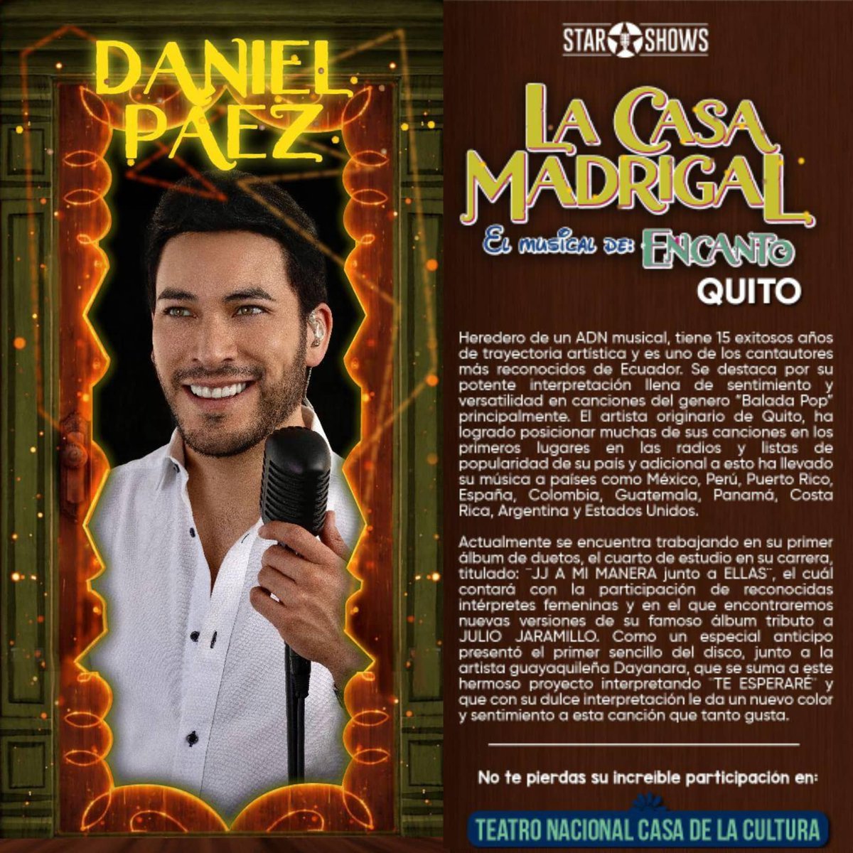 No se habla de Bruno no no y sí tendremos show, un elenco de primer nivel te hará disfrutar la magia... Tienen tiempo de ahorrar y no perderse la increíble participación de <a href="/DANIELPAEZMusic/">Daniel Paez</a> !!👧🏽🏵🎶🥰💚

📅ℙℝ𝕆ℕ𝕋𝕆 ℕ𝕌𝔼𝕍𝔸 𝔽𝔼ℂℍ𝔸 
📍Teatro CCE
🎫Meet2go.com