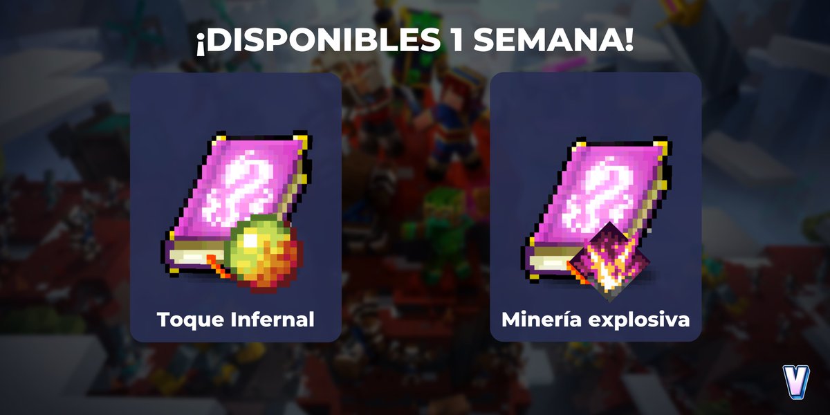 ¿Eres fan de nuestro Survival Custom y de sus encantamientos? Hasta el 3 de julio están disponibles Mineria Explosiva⛏️   y Toque Infernal 🔥  de manera exclusiva. 

¿Serás capaz de conseguirlos? Tienen un chance del 2% 🤫
