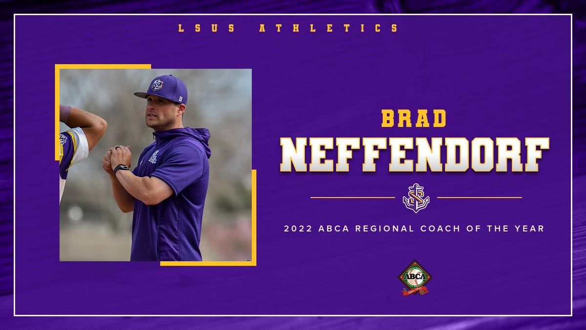 LSUSathletics's tweet photo. Coach Neffendorf has been named a 2022 ABCA Regional Coach of the Year!

📄 https://t.co/tGO6bmAnM3 https://t.co/skCucIDtpk