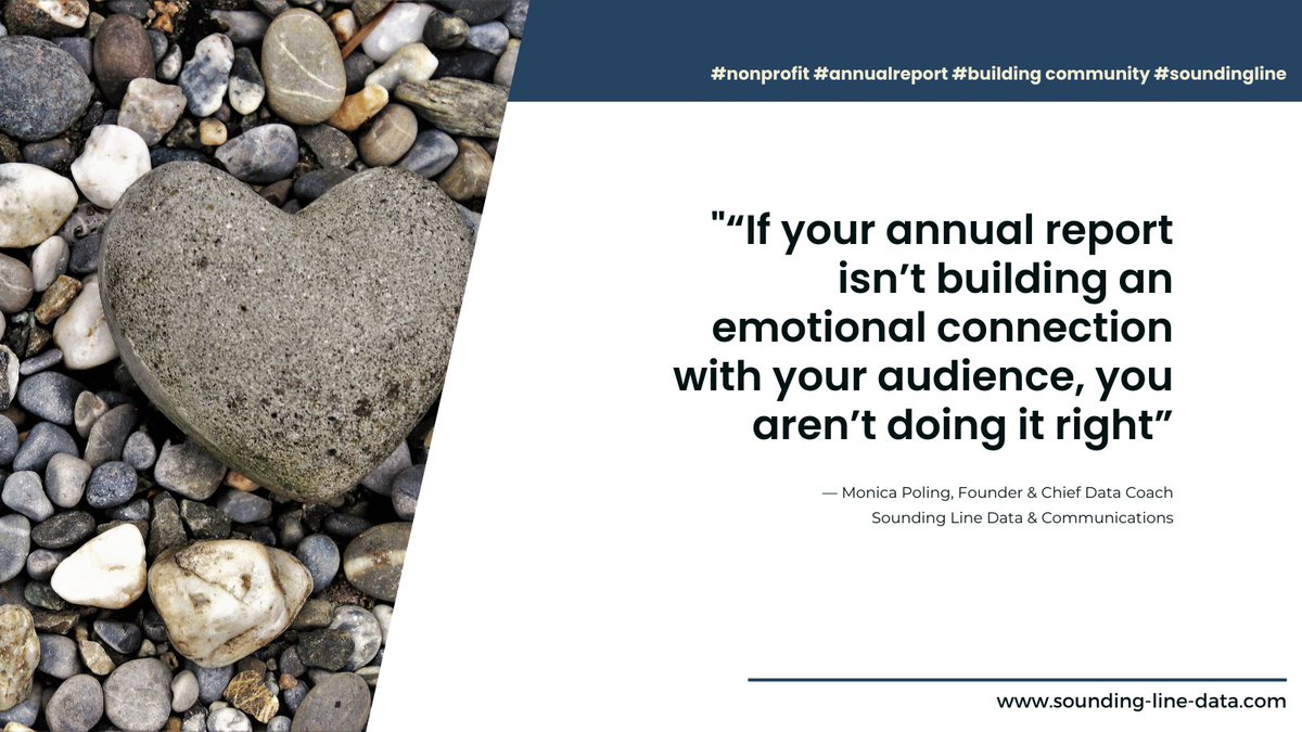 MySoundingLine's tweet image. “If your annual report isn’t building an emotional connection with your audience, you aren’t doing it right.”  sounding-line-data.com/annual-report/

#NonProfit #AnnualReports #SoundingLine #BuildingCommunity
