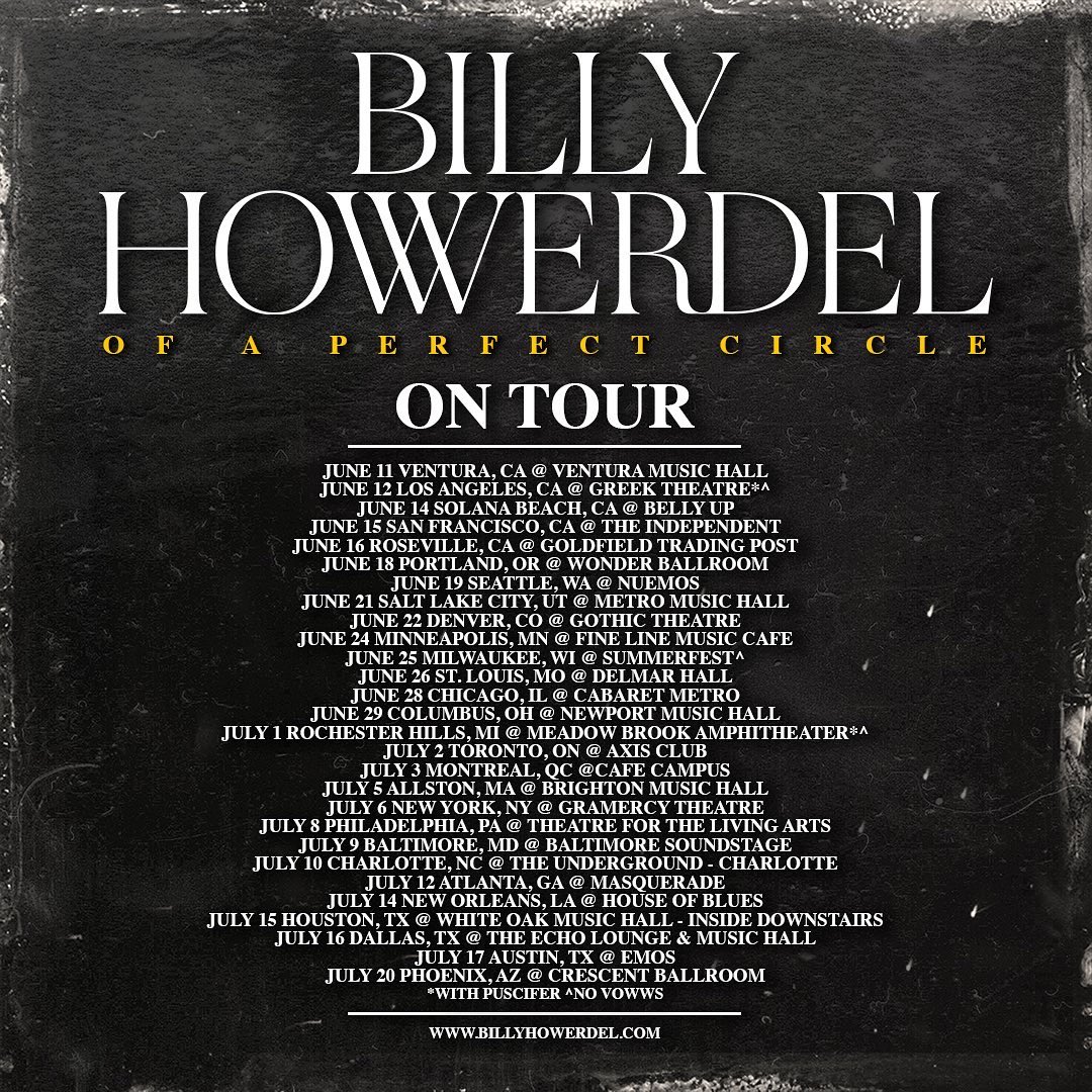 Hear @BillyHowerdel's new album #WhatNormalWas live on his current headlining tour. Tickets available at BillyHowerdel.com