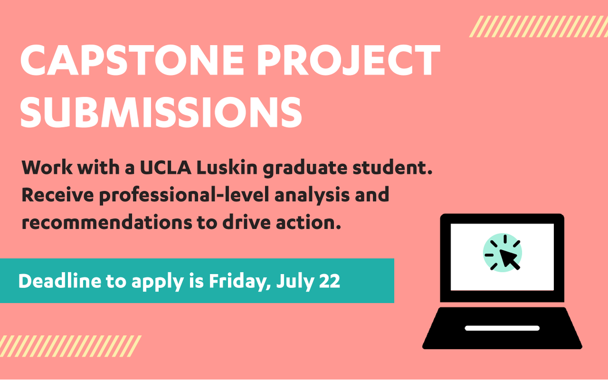 We're already gearing up for the next crop of talented <a href="/UCLALuskin/">UCLA Luskin School of Public Affairs</a> grad students. Don't miss an opp to work with them on one of your pressing planning/policy questions. 
Submit a project idea by July 22: ow.ly/cUN250JK7uA