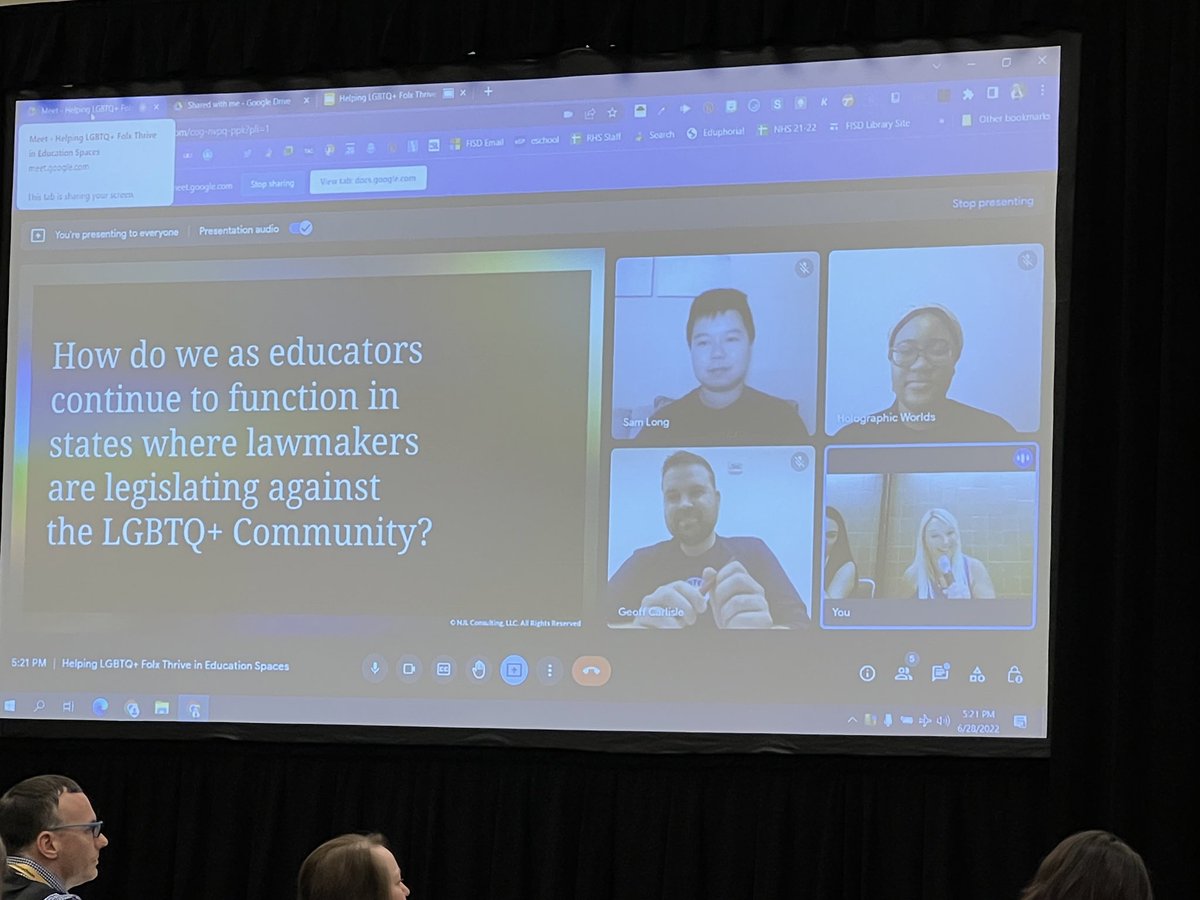 NancyeBlackEdu's tweet photo. This #ISTELive panel on Helping #LGBTQ Folx Thrive in Education Spaces is not afraid to tackle the hard questions - and as a Florida educator, I’m grateful for it! #teachpride #SayGay 🏳️‍🌈

@kimberlywright1 @Geoff_Carlisle @MrSteinOnline @samlong713 @NancyJoLambert https://t.co/HuhYai3TVC