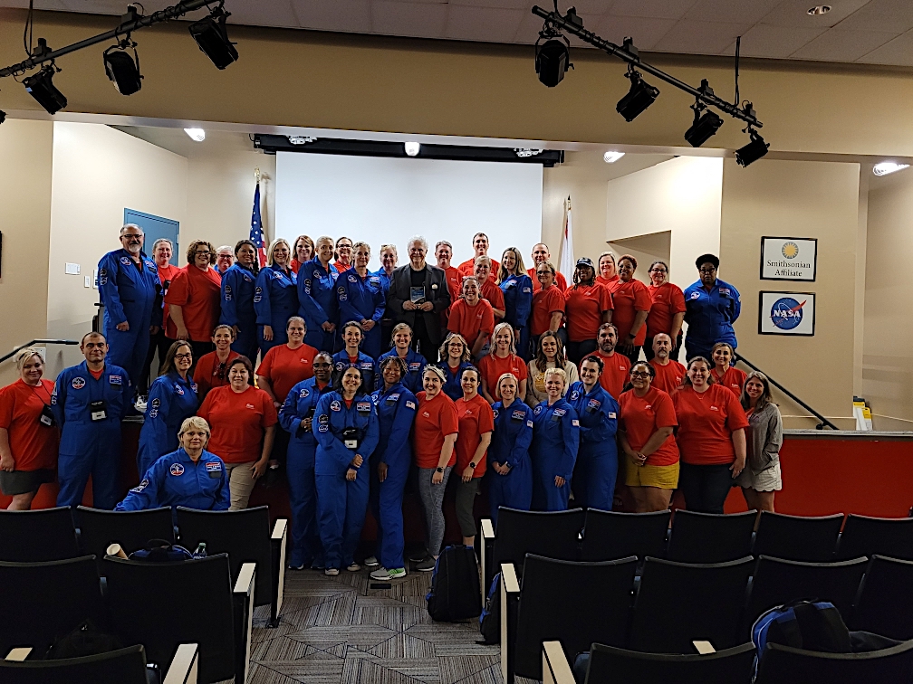realhomerhickam's tweet photo. The wonderful glorious teachers - these from Alabama - who attend @SpaceCampUSA! Talked to them yesterday about #RocketBoys, #OctoberSky, #Sputnik, #MissRiley, and launching the Auk rockets at Cape Coalwood! https://t.co/vMZAVgHrka