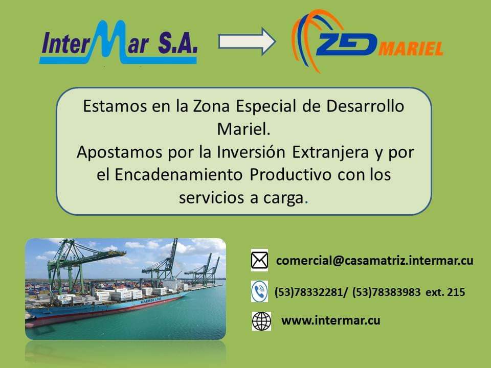 PerezNogueras's tweet photo. Sabía usted que #IntermarSA tiene una oficina dentro de la Zona Especial de Desarrollo Mariel (ZEDM)? Si necesita de sus servicios puede contactarnos. Esta empresa cuenta con un equipo de profesionales especializados prestos a colabora con usted. #35AñosConSeguridadYConfianza https://t.co/LIRN7J3gUX