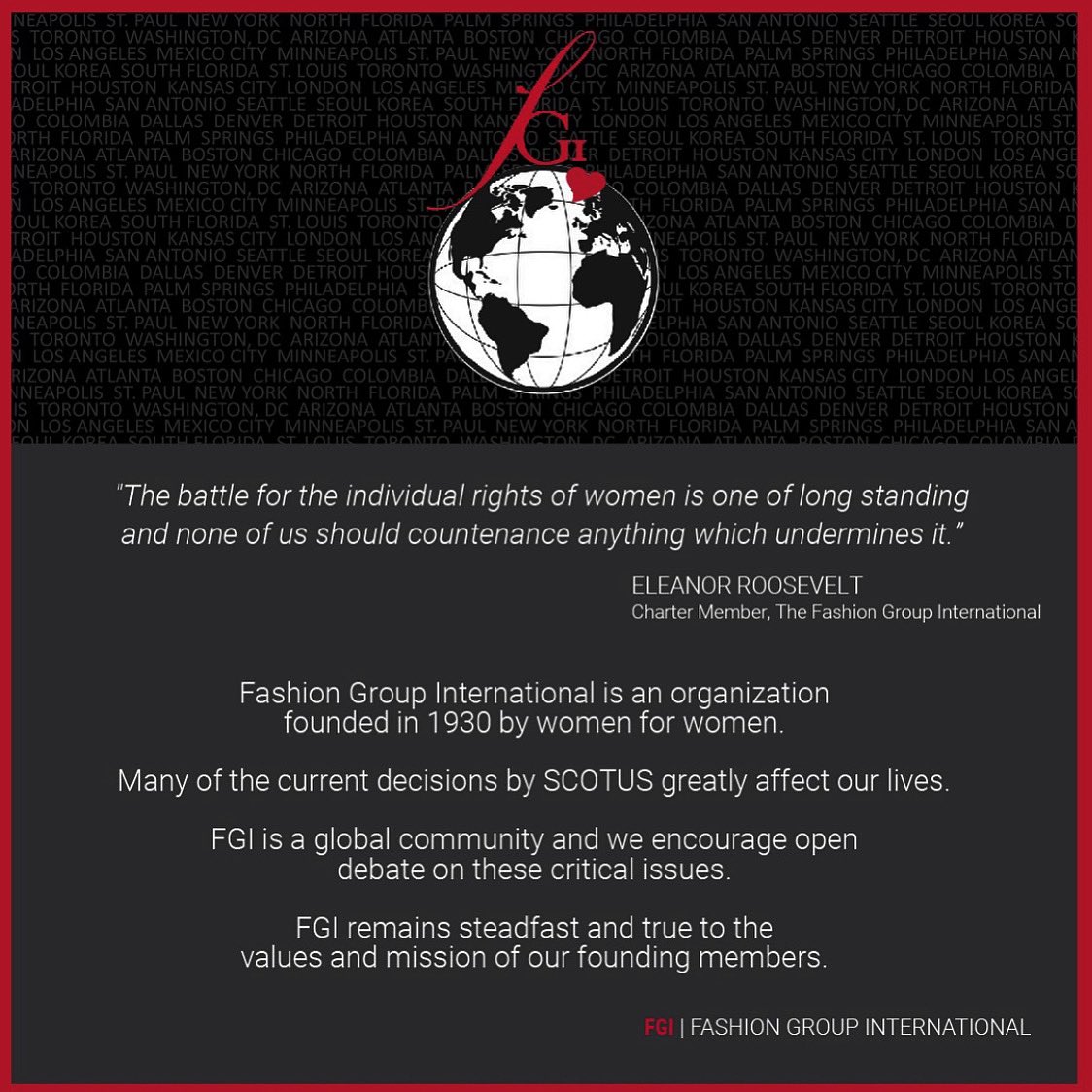 Statement from @mgrisz President and CEO of Fashion Group International on behalf of #FGI @jamesdadamo #chairman and the FGI Board of Directors.