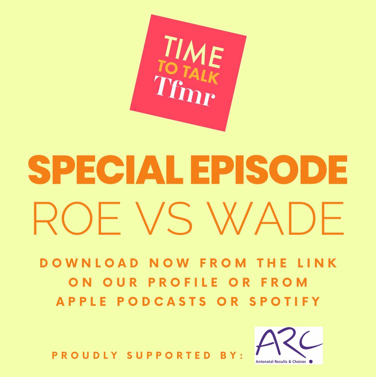 💥 S P E C I A L E P I S O D E 💥 We discuss the #RoeVsWade decision. What this means for #WomensRights #ReproductiveRights & for #TFMR parents everywhere & what we can do about it. Link here: podcasts.apple.com/gb/podcast/tim… Or search #TimeToTalkTFMR wherever you get your pods from.