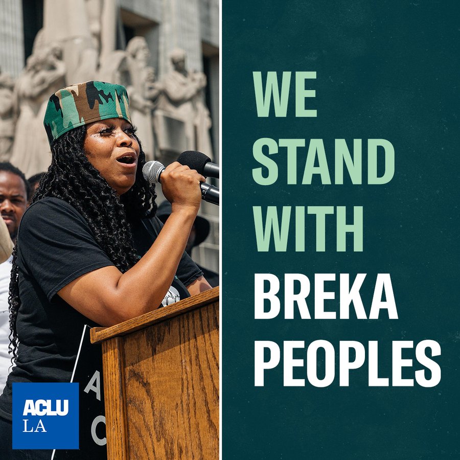 ACLUofLouisiana's tweet photo. Louisiana activist Breka Peoples is being prosecuted for marching to the polls with 150 Black men in Desoto Parish.

We stand with her because we have the constitutional right to vote &amp; protest!

Join us in supporting Breka at her trial on July 7. Let’s keep fighting for justice! https://t.co/MhvgOMNK4a