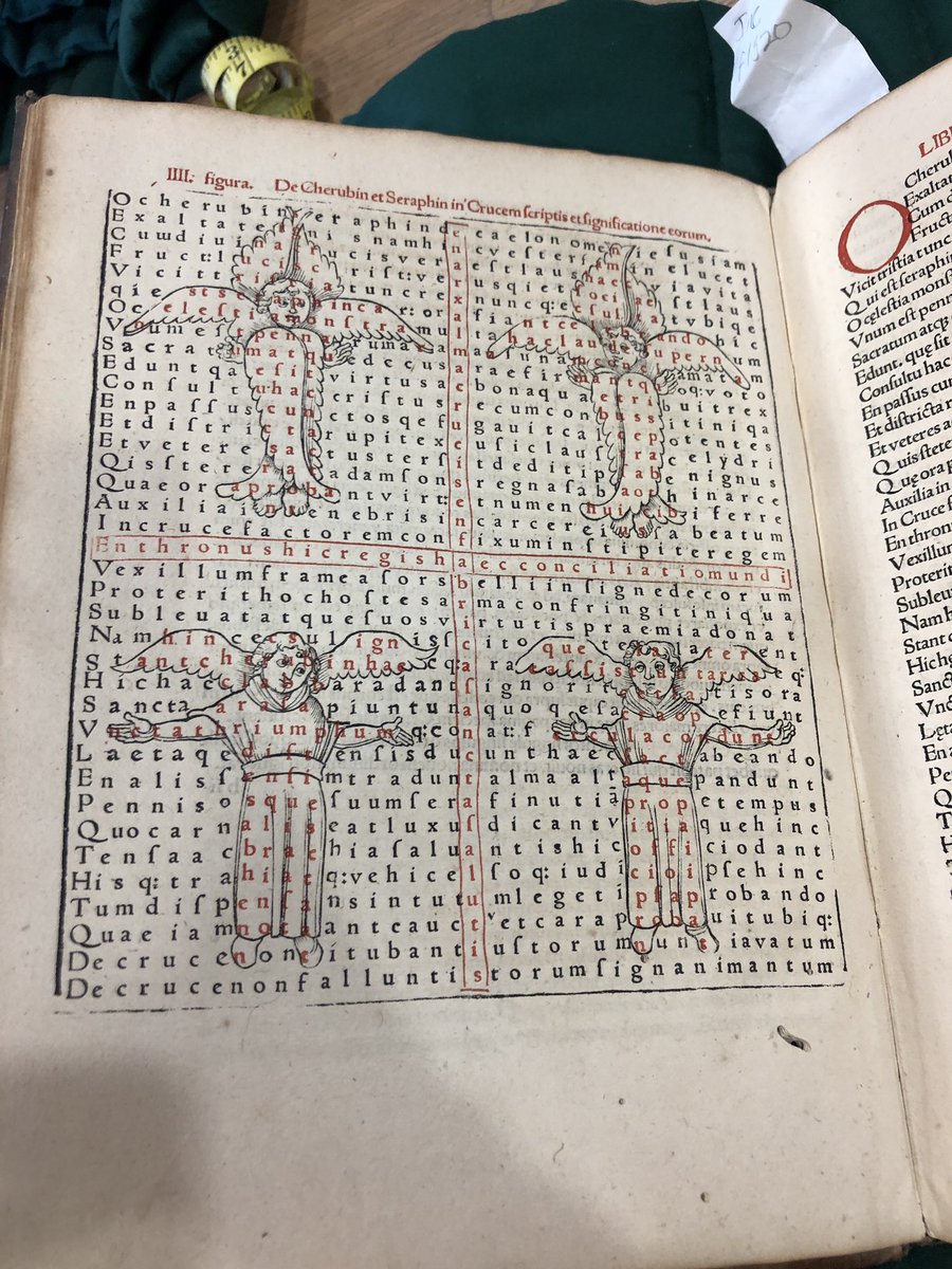 EK_Hebbard's tweet photo. This amazing folio incunable is FULL of full-page, two-toned figural poems (“carmina figurata”), or, as I like to think of them, 15c word searches! 🔍 (@NewberryLibrary) #earlybooks #earlyprint https://t.co/tZ96i57pN1