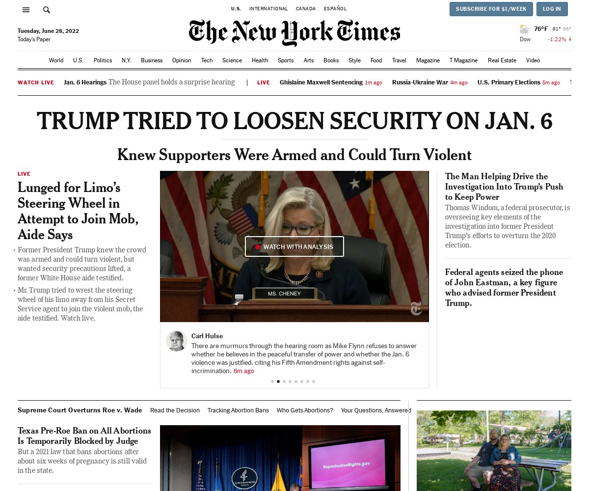 TRUMP TRIED TO LOOSEN SECURITY ON JAN. 6