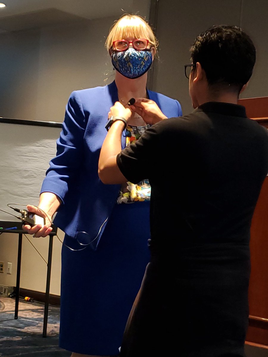 Angela Sinikas, measurement queen, gets mic. So excited to be here. #iabc22