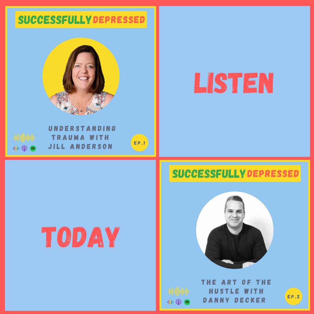 Successfullydp's tweet photo. We are OFFICIALLY LAUNCHED. Check out or first 2 episodes on Apple, Spotify, Stitcher and more. https://t.co/ZU4UAXElkD #Mentalhealth #mensmentalhealthmonth #startups #selfimprovement #podcast https://t.co/iK9Bqbffuh