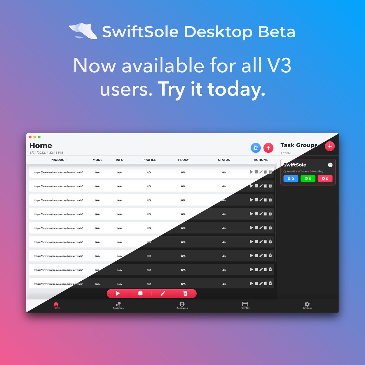 Swiftsole Desktop is now available to test for all PAID V3 users. 🚀

Head over to dash.swiftsole.app/subscriptions and click “Join Beta Program” 😅