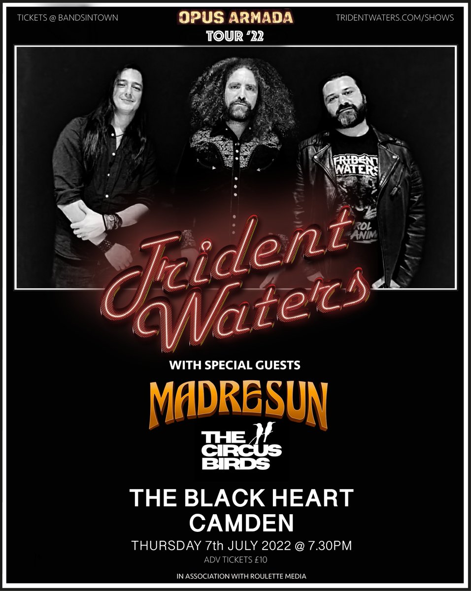 First London show since last October!
Tickets @ tridentwaters.com/shows
#opusarmadatour #livemusic #london #madresun #circusbirds