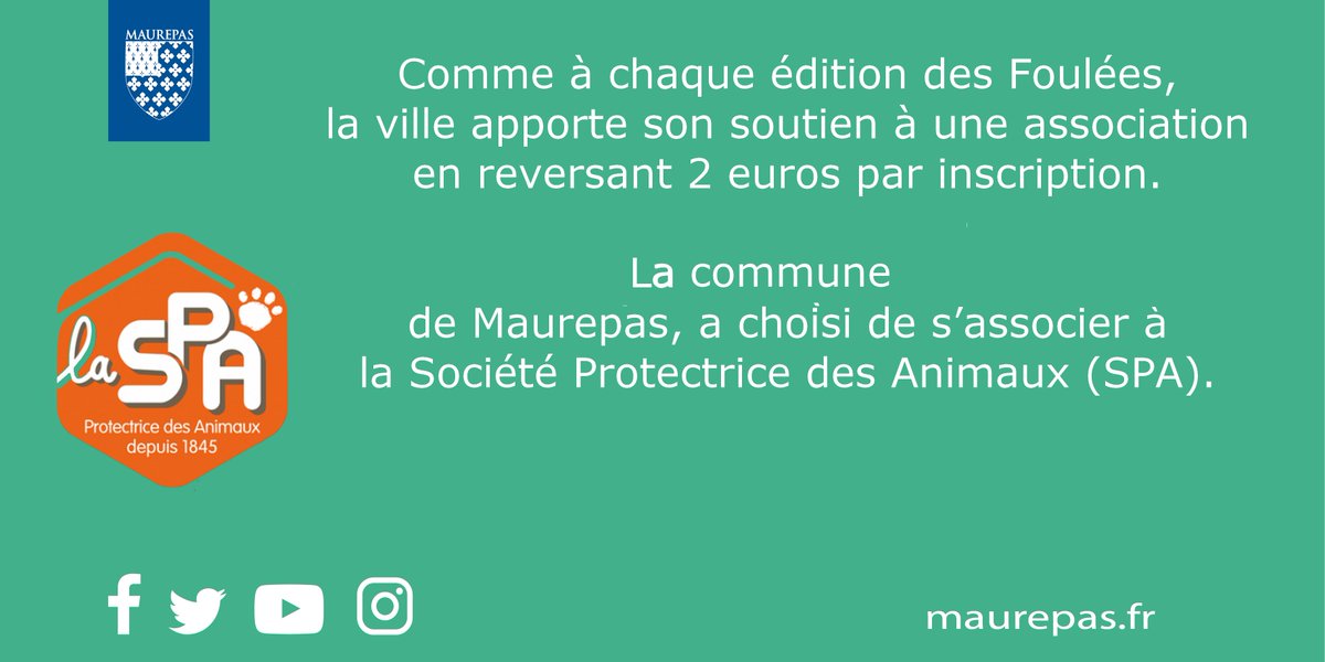 [Sport] ✅ Les Foulées de Maurepas La Ville de Maurepas organise la septième édition des Foulées de Maurepas samedi 15 octobre 2022 et soutiendra à cette occasion la Société Protectrice des Animaux. @emmanuelD78 @SPA_Officiel