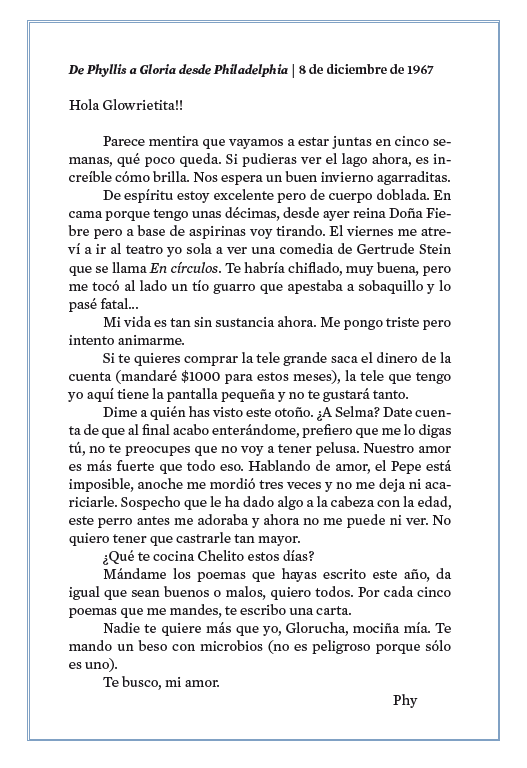 Las cartas entre Gloria Fuertes y su querida Phyllis, su gran amor.

No se nos ocurre mejor lectura para un día como hoy. Feliz Orgullo.