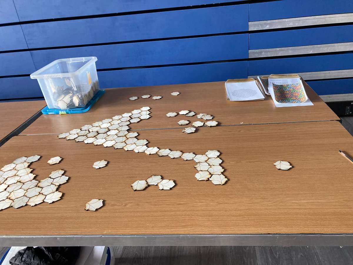 WebbMaths's tweet photo. Just some of our tiling themed activities. Come along and play! @KHPschool students were enthusiastic and preserved with these challenges! 

https://t.co/8MrOGIGfEt

#aperiodicexhibition #geometry #tilings #patterns #puzzles https://t.co/fHT5nYFwRD