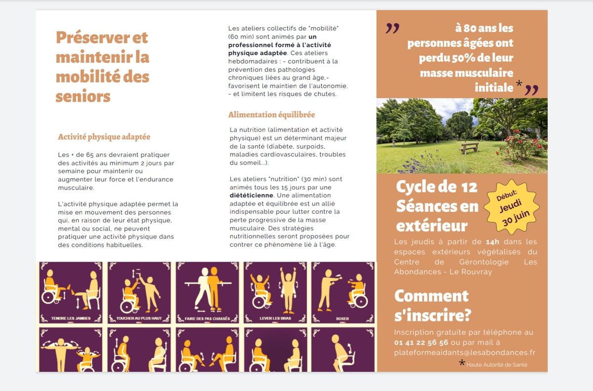 SielBleu85's tweet photo. @lesabondances Le projet #Mobilité #Nutrition pour les #seniors débute ce jeudi 30 juin 2022.  #activitéphysique #Santé #autonomie #StimulZ  @rochetfanny #lerouvray @villedeboulognebillancourt #ConférenceDesFinanceurs92
Contact :plateformeaidants@lesabondances.fr / 01 41 22 56 56 https://t.co/Ju8QFJyYPI