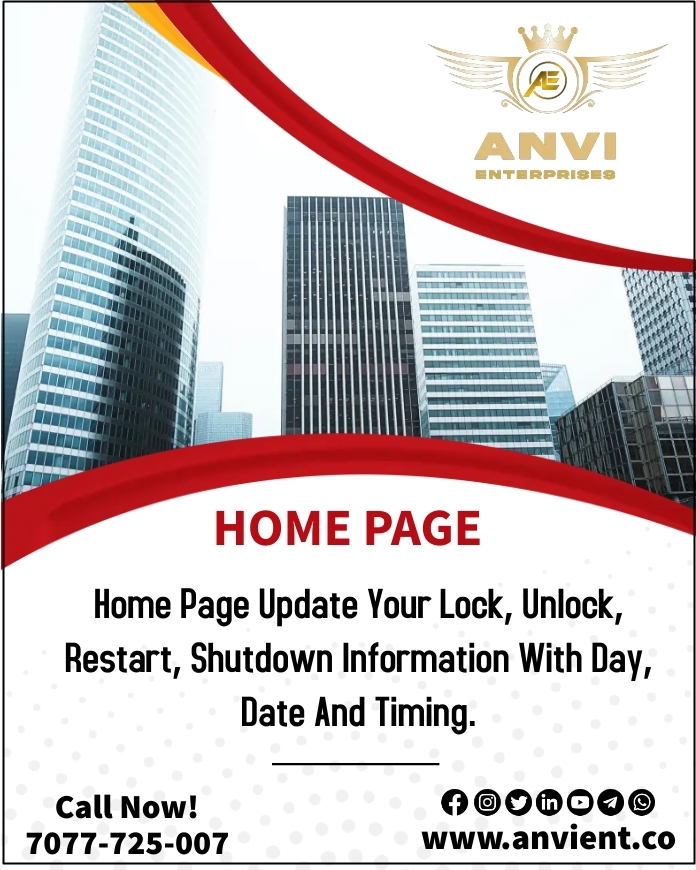 AnviEnterprises's tweet photo. Home Page Update Your Lock, Unlock, Restart, Shutdown Information With Day, Date And Timing.
Call Now! 7077-725-007 https://t.co/SHwwh6wE2D