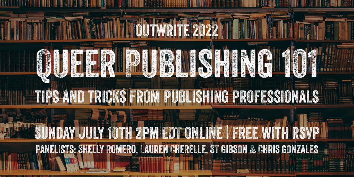 #OutWrite2022 Presents: #QueerPublishing 101
Tips and tricks from publishing professionals! Navigating a queer landscape of novels, short fiction, poetry and more.

RSVP: eventbrite.com/e/outwrite-202…
