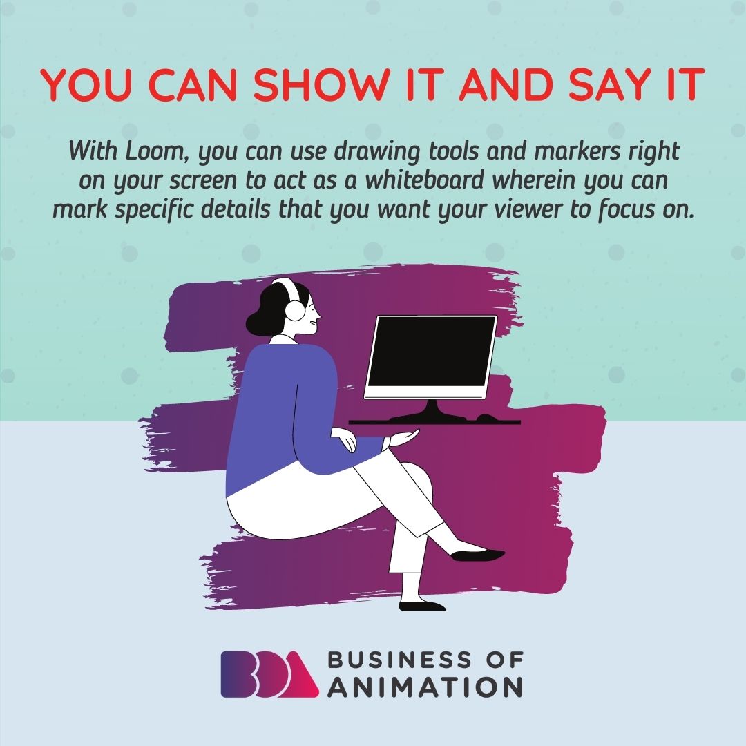 animationbiz's tweet image. 4. You can show it and say it: With Loom, you can use drawing tools and markers right on your screen to act as a whiteboard wherein you can mark specific details that you want your viewer to focus on.

#AnimationJobs #AnimationCourses #AnimationBusinessCourses #AnimationClass