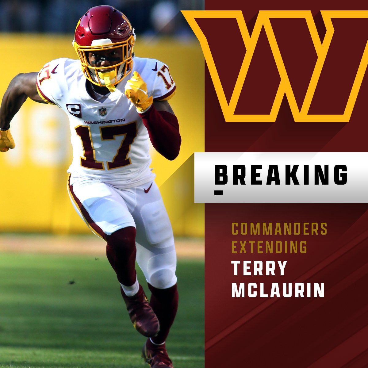 Commanders agree to 3-year extension with WR Terry McLaurin worth up to $70M. (via @RapSheet)