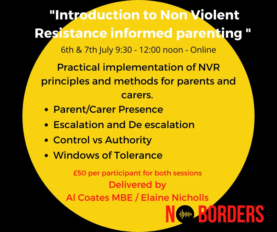 MrAlCoates's tweet image. Next Weds and Thursday (6th/7th July) 9:30 to 12noon I'm delivering an introduction to #NVR informed parenting. It's online and specifically for parents and carers struggling with violent and destructive behaviour from their children. 

buff.ly/39V8oPi