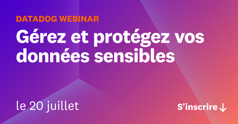 datadoghq's tweet photo. Améliorez votre stratégie de conformité grâce aux outils de gestion des données sensibles de Datadog. Assistez à une démonstration en direct animée par un ingénieur Datadog pour découvrir comment faire. Inscrivez-vous dès aujourd'hui.