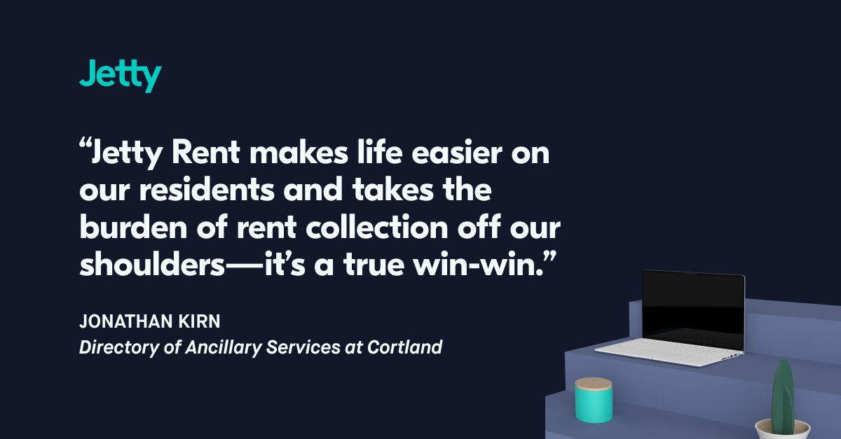 Jetty (@jetty) on Twitter photo "Jetty Rent makes life easier on our residents and takes the burden of rent collection off our shoulders—it’s a true win-win," shares Jonathan Kirn at <a href="/Cortland_Living/">Cortland</a>.
Learn more about how leasing teams can benefit from flexible rent payments: jetty.com/blog/how-leasi… "Jetty Rent makes life easier on our residents and takes the burden of rent collection off our shoulders—it’s a true win-win," shares Jonathan Kirn at <a href="/Cortland_Living/">Cortland</a>.
Learn more about how leasing teams can benefit from flexible rent payments: jetty.com/blog/how-leasi…