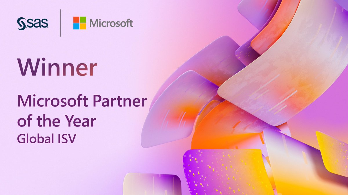 SAS has won the 2022 <a href="/Microsoft/">Microsoft</a> Partner of the Year award for Global Independent Software Vendor! We are proud of the work we do together to help customers drive stronger innovation in the cloud. 2.sas.com/6013zY17U #MSInspire #Azure