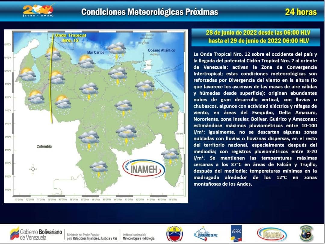 MPV_Monagas's tweet photo. #28DeJun || @INAMEH Informa tomar precauciones ante Ciclón Tropical que se avecina al país. @FunMovPazYVida1 te recuerda consultar solo informaciones oficiales, no hagamos eco de falsas alarmas.
#EncuentroALBADigital
@NicolasMaduro
@vargas_mimou
@MichelRivas7 https://t.co/8SW6rZePv8