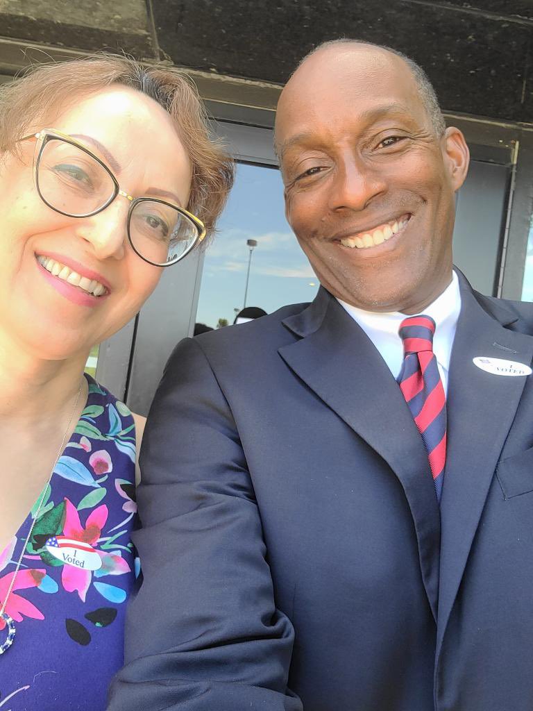 Eva, my wife, just finished voting too! 

Polls close at 7pm!