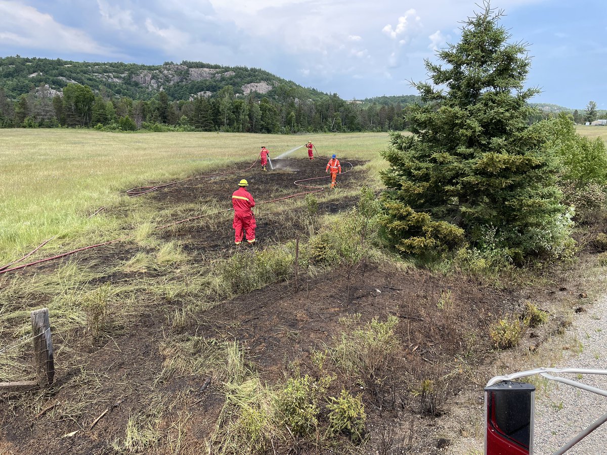 SSRFD called to 3 concurrent brush fires along Agnew Lake Road at 13:30 today. Despite strong winds, the fires were extinguished before spreading to nearby homes. Thanks to Baldwin Fire Dept for their assistance. Suspected cause of larger fire: cigarette butt.