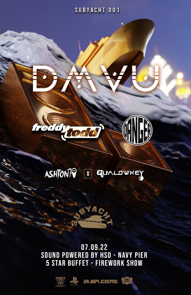 SUBFLEXERZ (@subflexerz) on Twitter photo 🛥|JUST ANNOUNCED|🛥
Join is on our first voyage of Subyacht!! July 9th 2022 📅 
<a href="/DMVUofficial/">𝑫𝑴𝑽𝑼</a> 🌊
<a href="/freddytoddmusic/">Freddy Todd</a> 🌴
Danger 🇧🇪
===============
3 Levels ⛴
5 course meal 🥘
Fireworks by Navy Pier 🎆
Hennessey Sound System🔊🔉
🎫: theticketing.co/e/subyacht 🛥|JUST ANNOUNCED|🛥
Join is on our first voyage of Subyacht!! July 9th 2022 📅 
<a href="/DMVUofficial/">𝑫𝑴𝑽𝑼</a> 🌊
<a href="/freddytoddmusic/">Freddy Todd</a> 🌴
Danger 🇧🇪
===============
3 Levels ⛴
5 course meal 🥘
Fireworks by Navy Pier 🎆
Hennessey Sound System🔊🔉
🎫: theticketing.co/e/subyacht