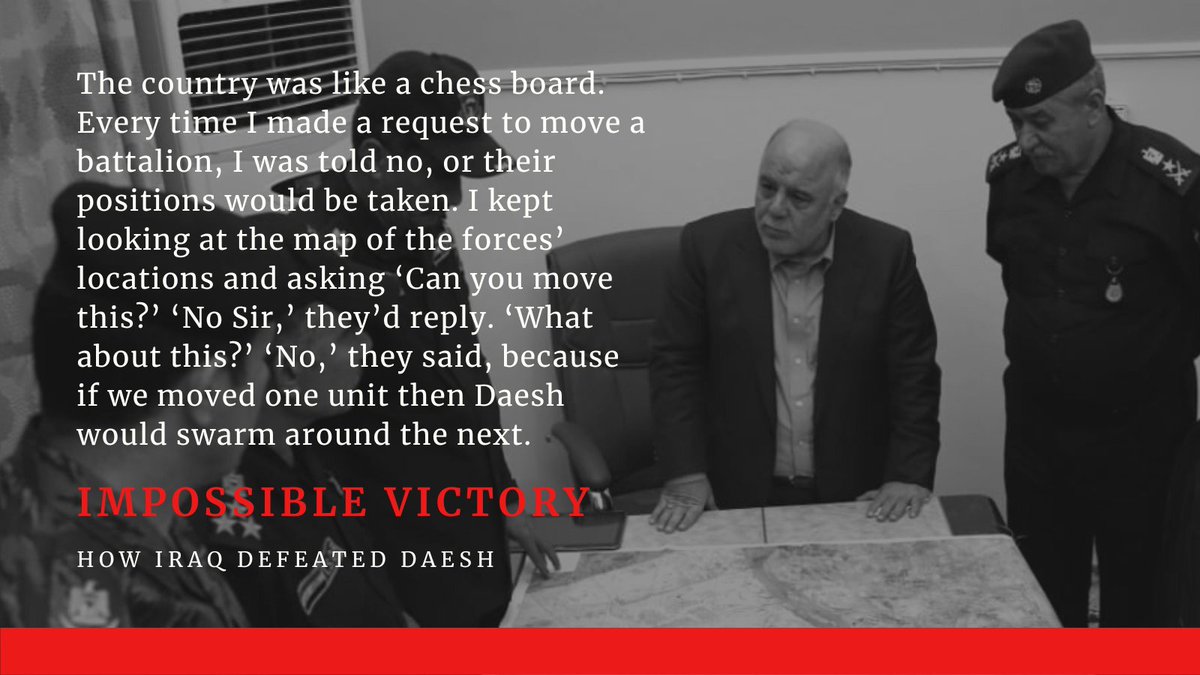 VictoryIraq's tweet photo. When @HaiderAlAbadi became Prime Minister of #Iraq in 2014, the country was in the midst of a brutal war with #ISIS. In his new memoir, he tells how he began to turn the tide, eventually leading the country to victory.

Read #ImpossibleVictory now: https://t.co/DVUsuBPJZc https://t.co/GrSX5ebWTw
