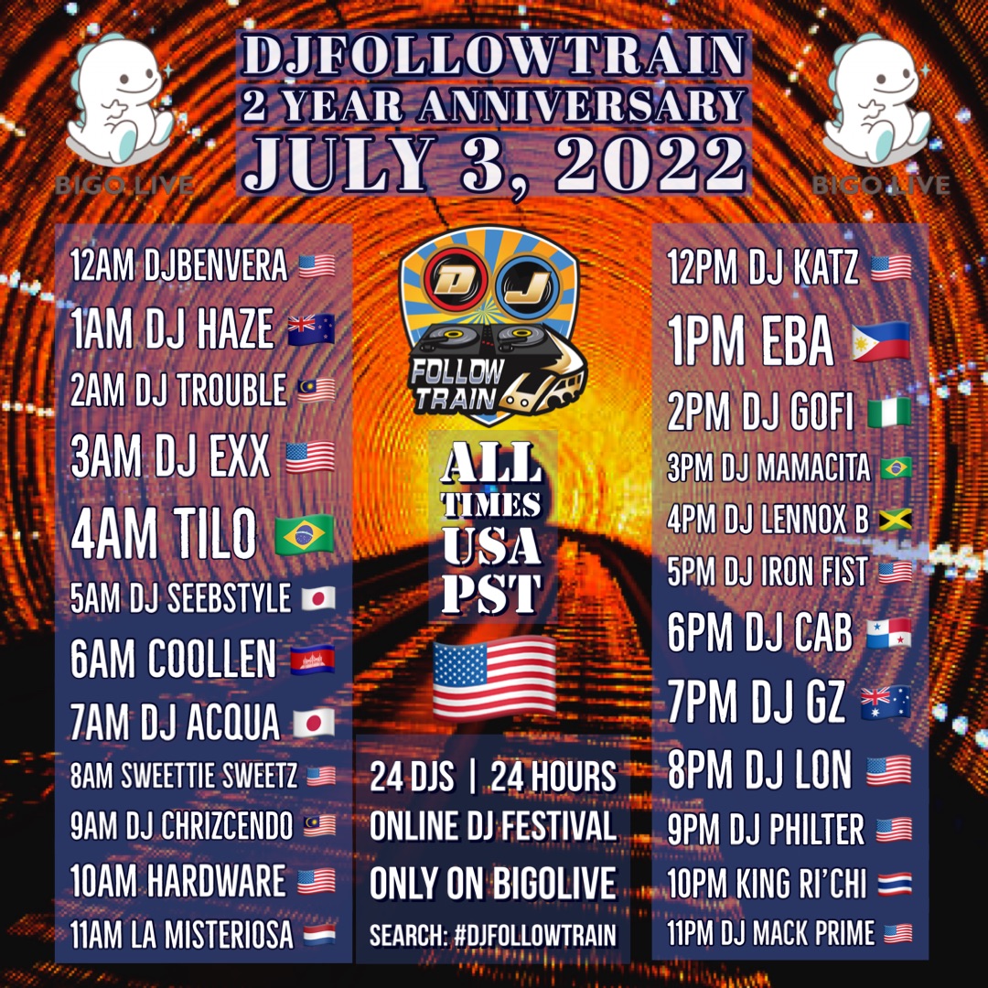 mrdl2u's tweet photo. Tick Tick Tick 107 hours 29 minutes till 2 year Anniversary of #DJFollowTrain

#WoWTribe #BigoLive #TrooLegacyFamily #WeAllWin #PartyTime #Celebration #2YearAnniversary #BeThere https://t.co/e7JLyOGZfn