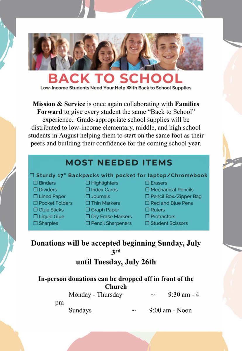 IrvineUCC's tweet photo. **School Supplies Donation Drive*** #support #schools #students #ourchildrenourfuture #needschool #supplies https://t.co/znxBY03gW6
