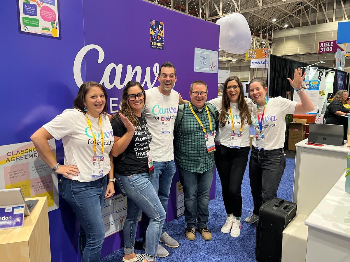 Thank you @themerrillsedu for coming by the @canva booth to share amazing  student use cases with @canva and @MicrosoftFlip #ISTE22
