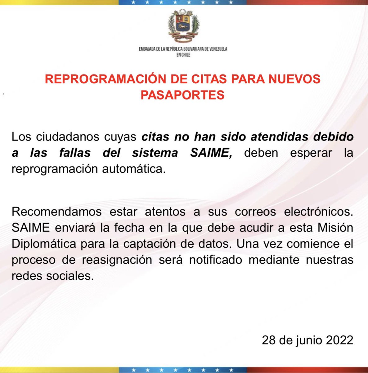 Embajada de Venezuela en Chile tweet media