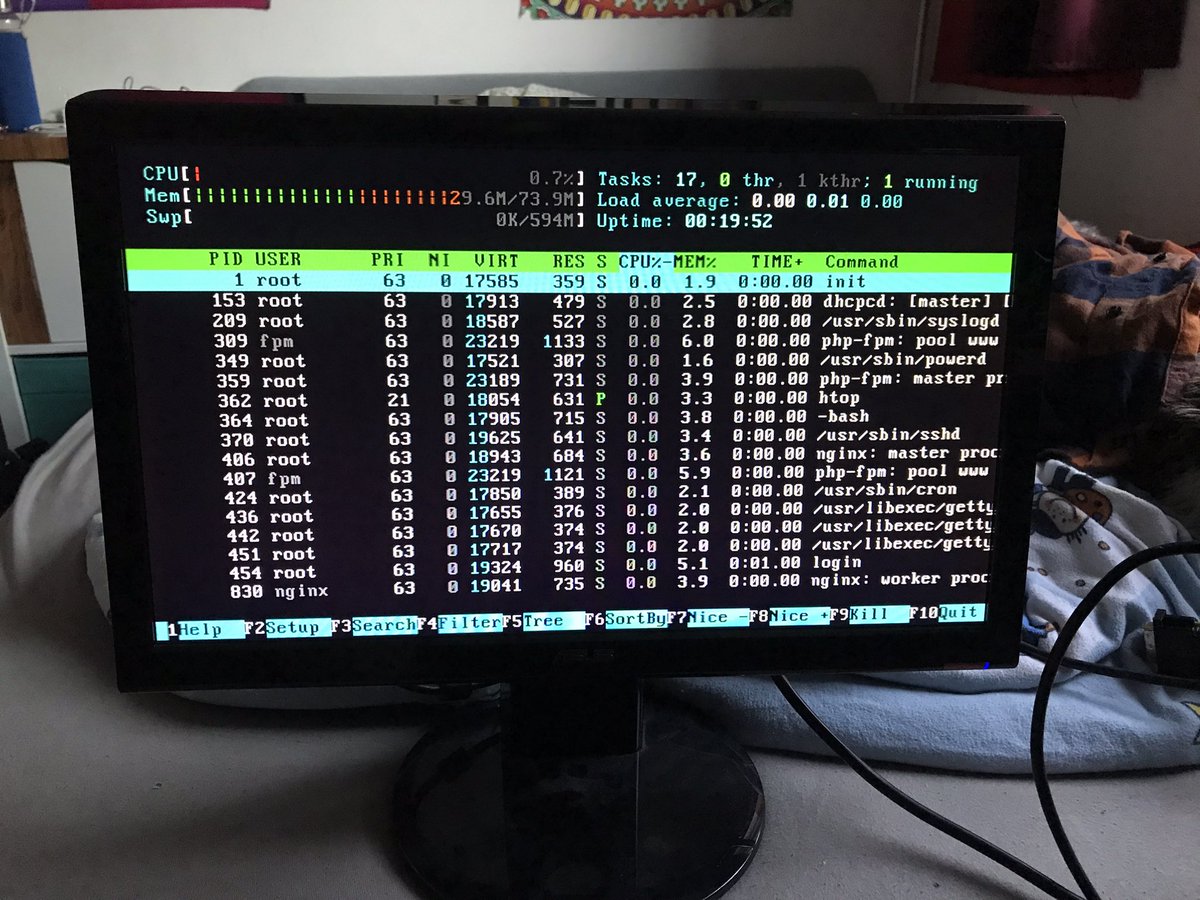 Resneptacle's tweet image. Amazed how little resources NetBSD and NGINX + PHP-FPM running on it use in idle, seems like an interesting but fitting choice in OS for this 90s AMD K6 board with 96 megs of RAM! Now what services can I host in addition to that... 🤔