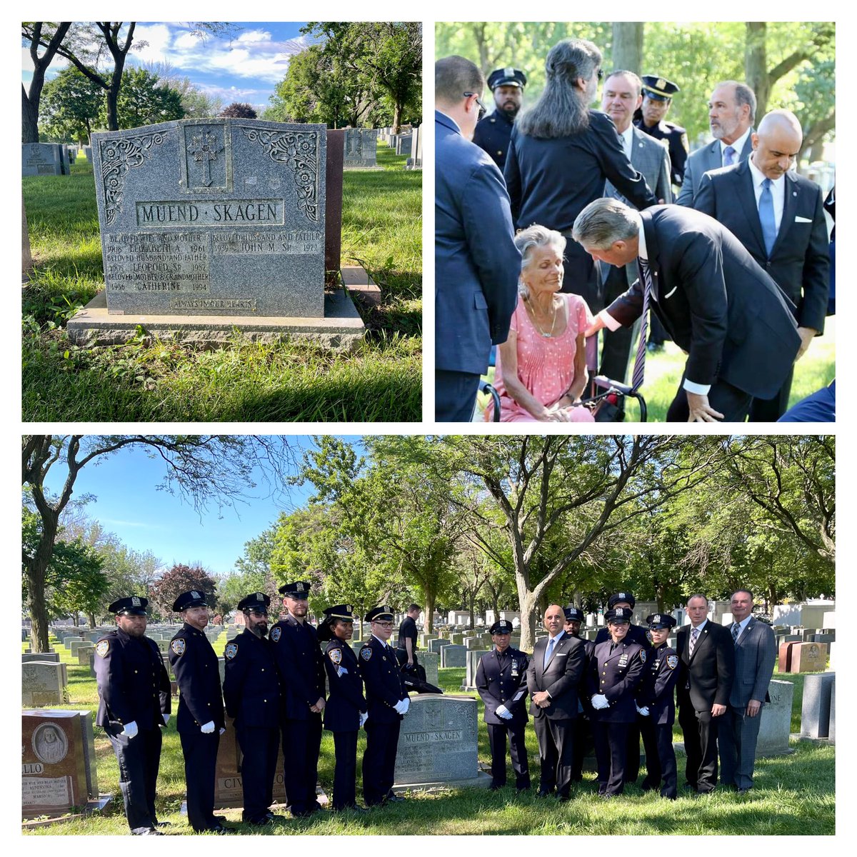 JZubiPBA's tweet photo. Today, on the 50th anniversary of the LOD death of NYCTPD’s PO John Skagen, we gathered at his graveside. Along with his widow, son, TD2, the PBA and @NYPDTransit Executives we honored his service and sacrifice. Today we kept our vow to #NeverForget . https://t.co/0BUWdeIfKm