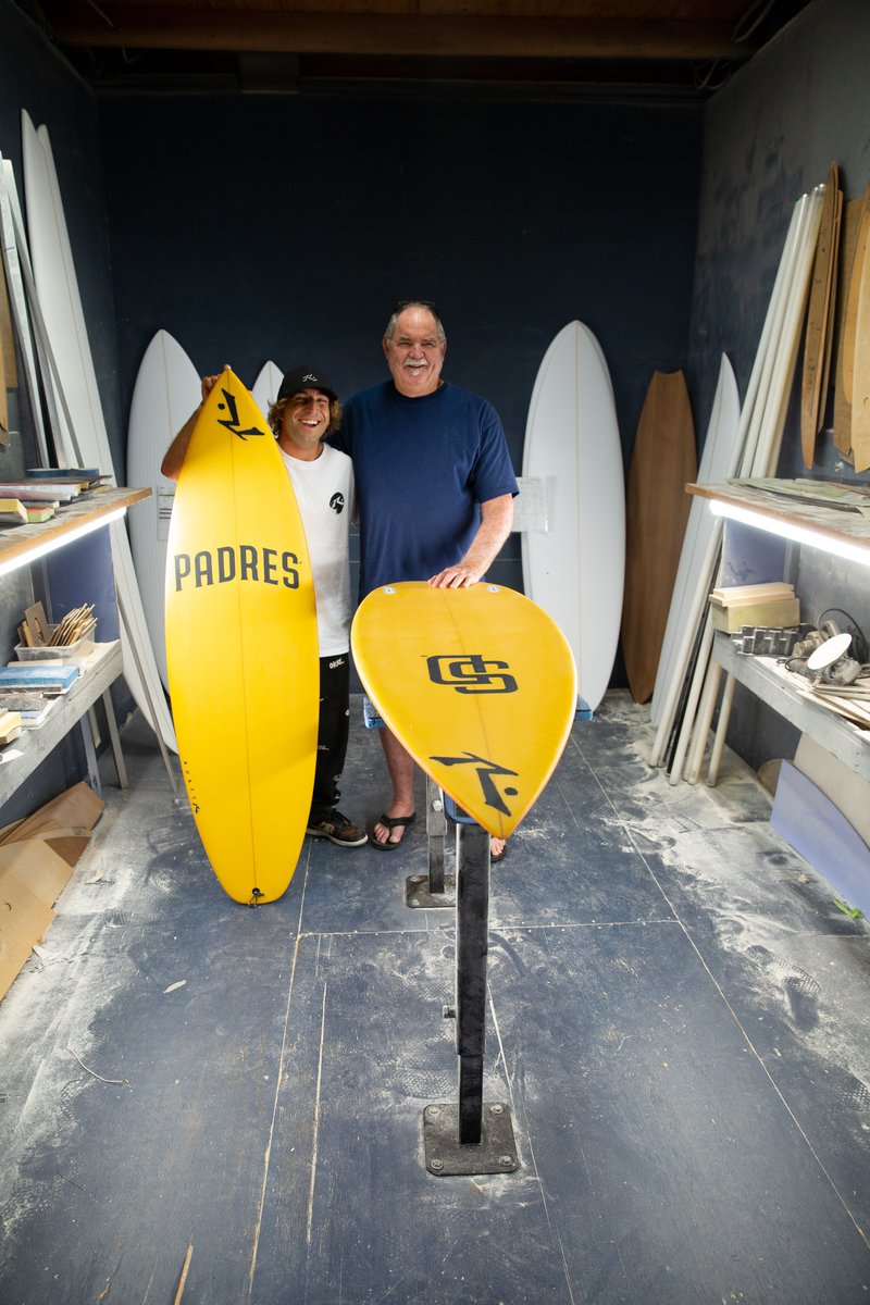 Zeke and Rusty with a few of the collab boards we made with the San Diego Padres.

#rustysurfboards #RustySD #ourkind