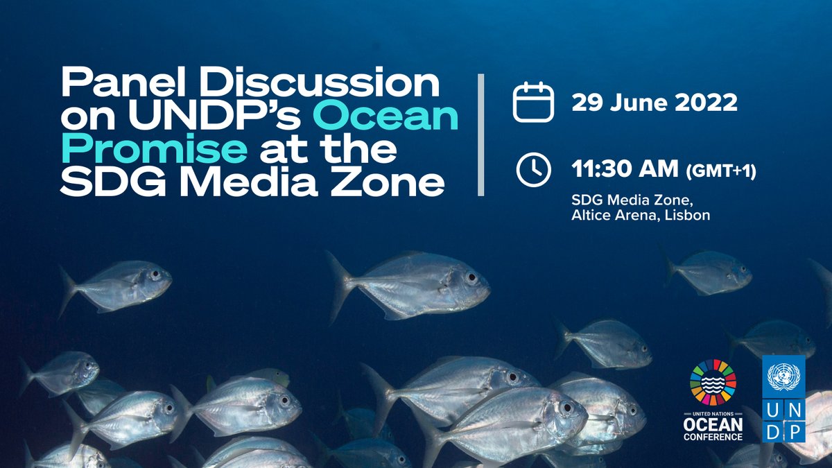 UNDP's tweet photo. Join us at the #UNOC2022 SDG Media Zone for a discussion with @RaoMonari, @AndrewGHudson and @IUCN's @epps_minna on our Ocean Promise.
📅 29 June
🕠 11:30am Lisbon/6:30am New York
📍 Learn more: https://t.co/1NxclFjWRd
📺 Watch live: https://t.co/hl9Kt6dBNA
#SaveOurOcean https://t.co/uLZNFPm5av