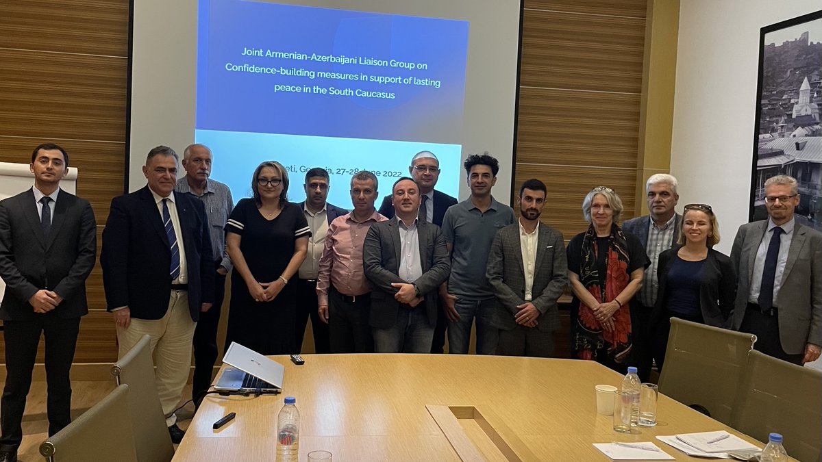 AhmadAlili's tweet photo. The Joint #Armenia-#Azerbaijan Contact Group on CBMs in Support of Lasting #Peace in the #SouthCaucasus (JOLIG), met in Kachreti, #Georgia to review its activities &amp; agree on a strategy on how its work on CBMs can contribute to #Peace4SC #Karabakh #NKpeace
https://t.co/23FGcKVout https://t.co/fBizYXKN4A
