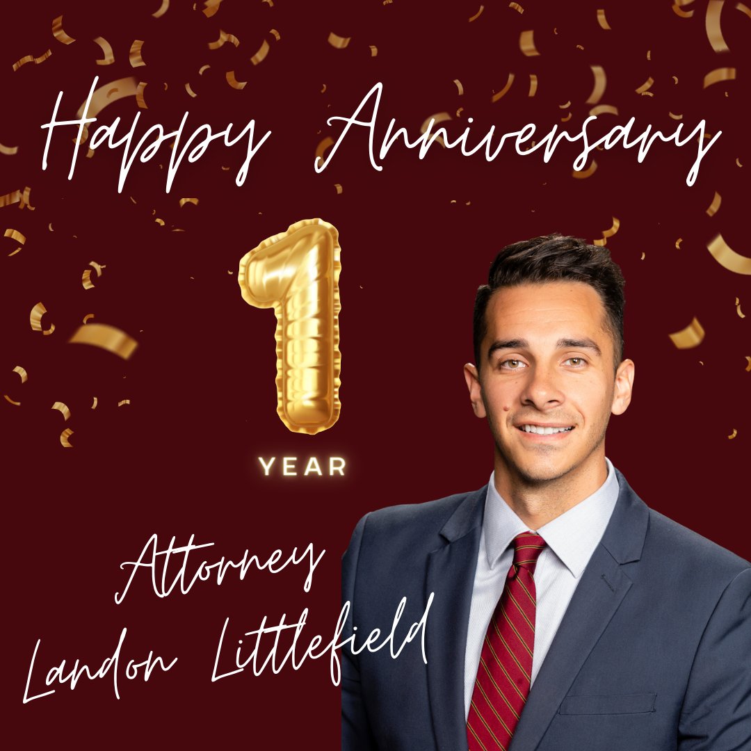 We’re wishing attorney Landon Littlefield a very happy anniversary as he rings in his first year as part of Nevada's largest personal injury law firm!

Here’s to you, Landon — cheers to many more years! 🥂