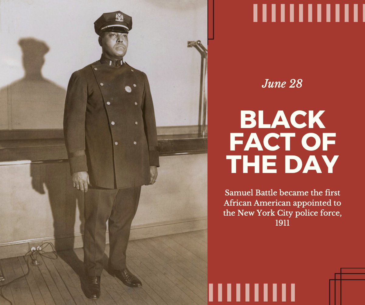 thelasentinel's tweet photo. #blackfactoftheday Samuel Battle was the first African American appointed to the NYC police force on June 28, 1911.
#samuelbattle #lasentinel #sentinelblackfacts #blackfacts365 https://t.co/l40kyCH81w