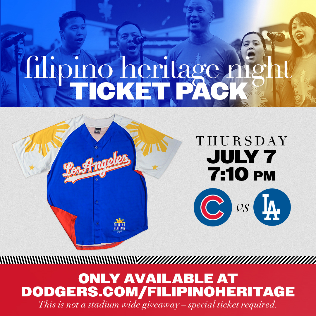 Los Angeles Dodgers on X: Celebrate Filipino Heritage Night at Dodger  Stadium on 7/7! Purchase a special ticket pack at   to get this exclusive jersey.  / X